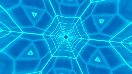 Acid mandala neon abstract kaleidoscope background with hexagonal luminous geometry, radiant fractal symmetry forming futuristic infinite motion textures - Powered by Adobe