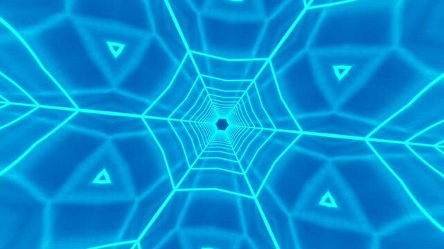 Acid mandala neon abstract kaleidoscope background with hexagonal luminous geometry, radiant fractal symmetry forming futuristic infinite motion textures