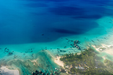 Aerial view of a motu in Tikehau Atoll, French Polynesia