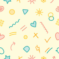 Soft Pastel Doodle Seamless Pattern