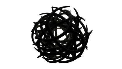 Spherical Abstract Dark Horns Object on White Background
