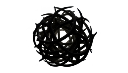 Spherical Abstract Dark Horns Object on White Background