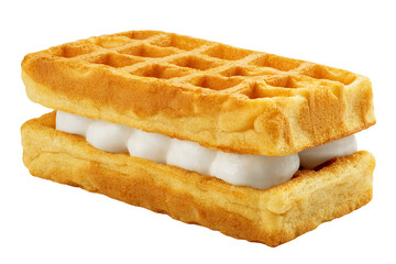 Viennese Waffle with cream isolated, full depth of field