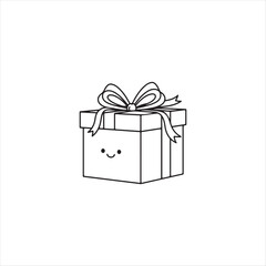 Cute Gift Box Illustration with a Smiling Face
