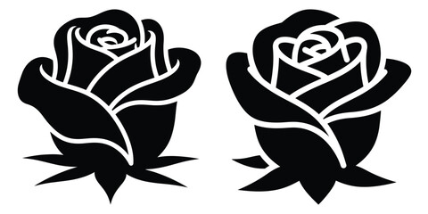 rose bloom silhouette flowers isolated on transparent background