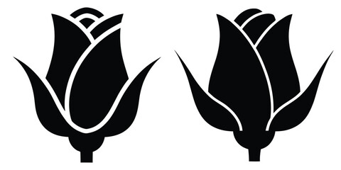 rose bud silhouette flowers isolated on transparent background