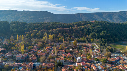 Aerial drone footage; Bozdag village, Bozdag - Izmir - Turkey