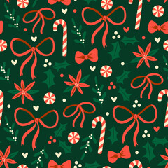 Coquette Christmas Red and Green Surface Pattern