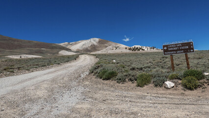 Remote Dirt Road Leading to Patriarch Grove in the White Mountains, California.