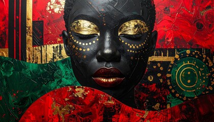 Cultural Colors and Textures: Abstract Art Representing Heritage for Black Awareness Day.