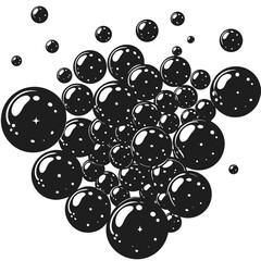 Glossy black spheres dynamic abstract pattern design element