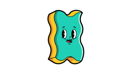 Cartoon Sponge Character with Wavy Edges and Expressive Face.