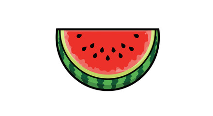 Colorful cartoon illustration of a fresh summer watermelon fruit slice.