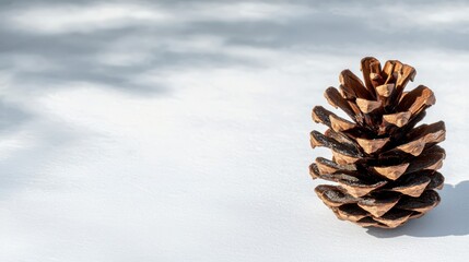 Beautiful Pine Cone on White Background with Natural Shadows