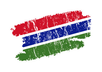 Gambia flag distressed brush stroke vector illustration, isolated