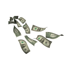 Money rain falling banknotes isolated on white png