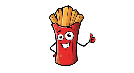 Cartoon French Fries Character Giving a Thumbs Up.