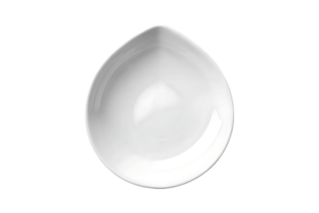White ceramic bowl with organic irregular shape, smooth interior and gentle curved edges, isolated on a transparent background