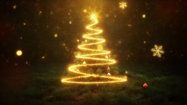 Abstract Christmas tree celebration with green vector illustration and shining decoration for a New Year winter holiday greeting card