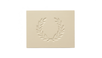 Embossed Laurel Wreath on Pale Square
