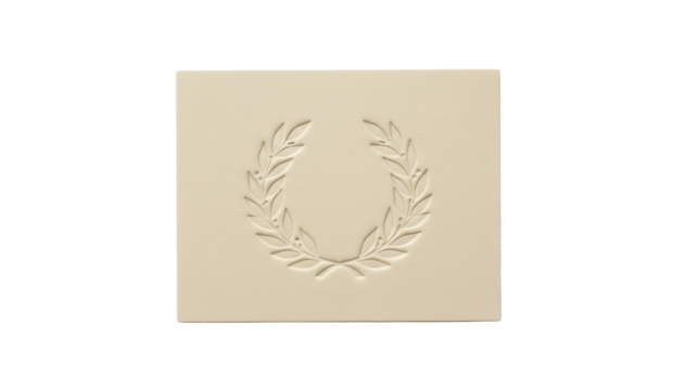 Embossed Laurel Wreath on Pale Square