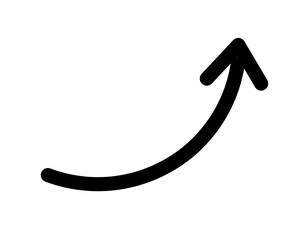 Black curved hand-drawn upward arrow 