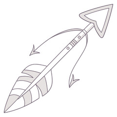 Stylized feathered arrow with abstract design elements