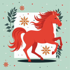 Illustration of a red New Year horse