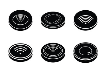 wireless charger pad vector icon set. Technology silhouette icons