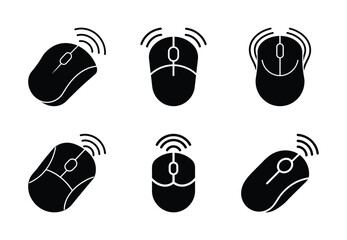wireless mouse vector icon set. Technology silhouette icons