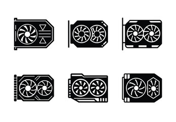 gpu graphics card vector icon set. Technology silhouette icons