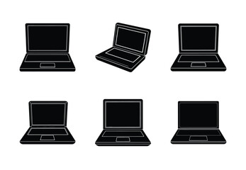 laptop device silhouette vector icon set. Technology silhouette icons