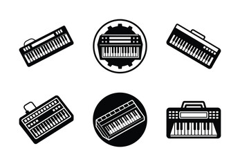mechanical keyboard vector icon set. Technology silhouette icons