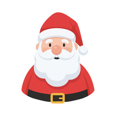 Illustration of Santa Claus with a red hat and coat, and a white beard.