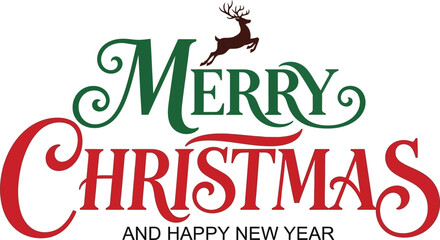 Merry christmas and happy new year festive greeting with reindeer silhouette and elegant typography