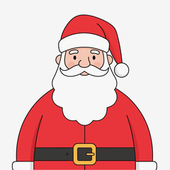 Cartoon illustration of Santa Claus with red hat, white beard, and festive red suit.