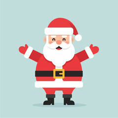 A cheerful cartoon illustration of Santa Claus with open arms, ready for Christmas.