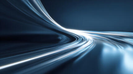 Blue flowing light trails representing data speed