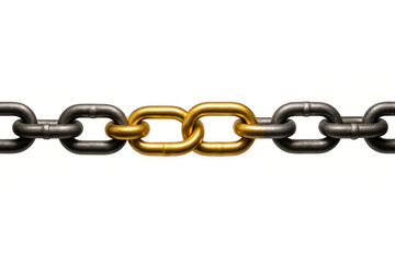 Obraz premium Metal chain with one sturdy gold center link. Space for text.