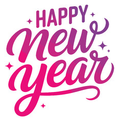 Happy New Year lettering festive gradient typography design for holiday greeting cards and social media p