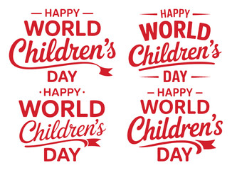 Happy World Childrens Day typography vector design for posters cards and social media isolated on white