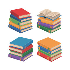 Colorful Stacked Books Collection - Education, Learning, and Reading Vector Set