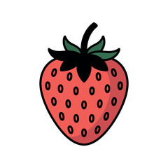 Hand-Drawn Cartoon Strawberry Vector Icon