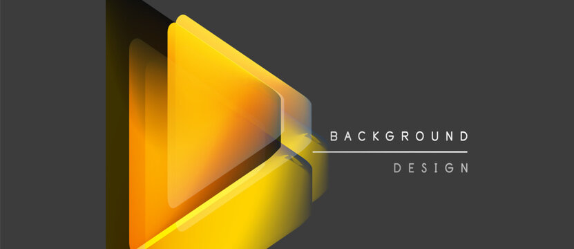 Abstract yellow triangle layers over dark gray background. Modern design element, simple yet striking visual.