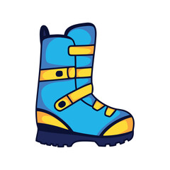 Cartoon style vector illustration of snowboard boot isolated on white
