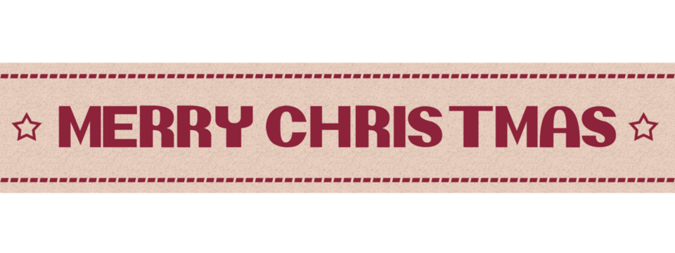 Red Merry Christmas Woven Ribbon transparent background, png file, Png