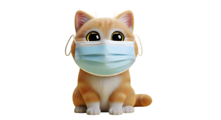 cat character wearing a face mask