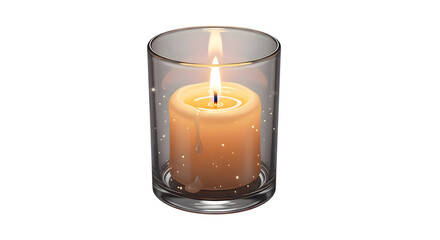 candle in glass on white background