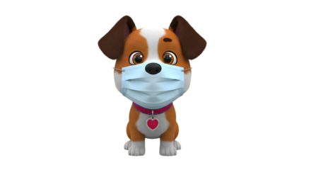 dog character wearing a face mask
