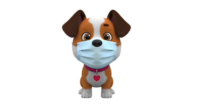 dog character wearing a face mask